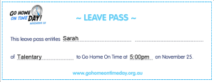 Go Home on Time Day - Leave Pass